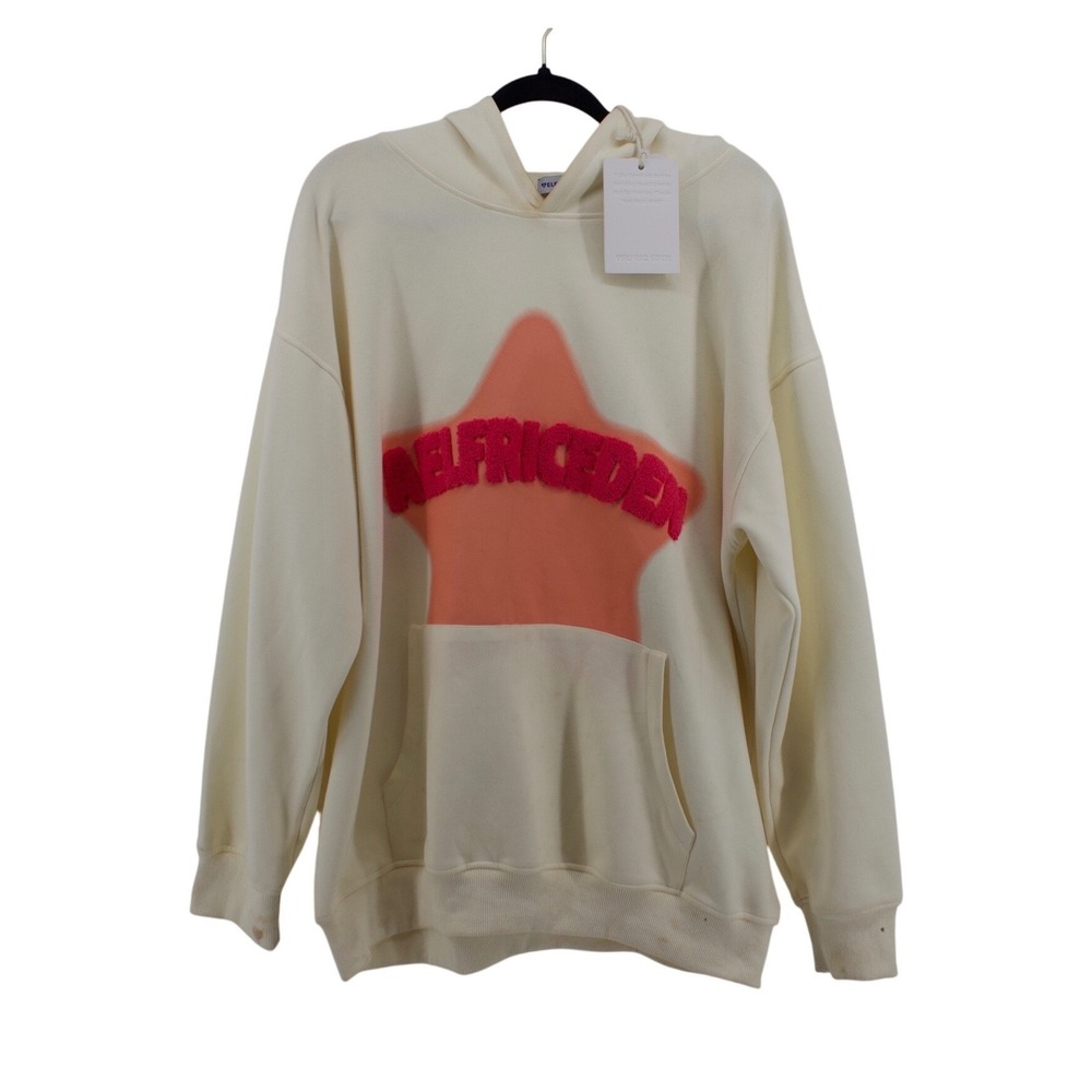 Aelfric Eden Hoodie Unisex XL Cream Star FLAWS Chenille Embroidery Streetwear